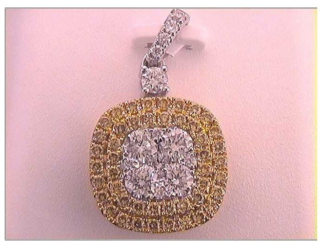 18kt White Gold 1 5/8ctw Diamond Gift Yellow Diamond Pendant