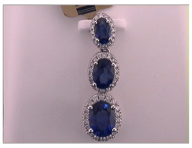 18kt White Gold 1/4ctw Diamond 2 Ct Sapphire Natural Gempendant