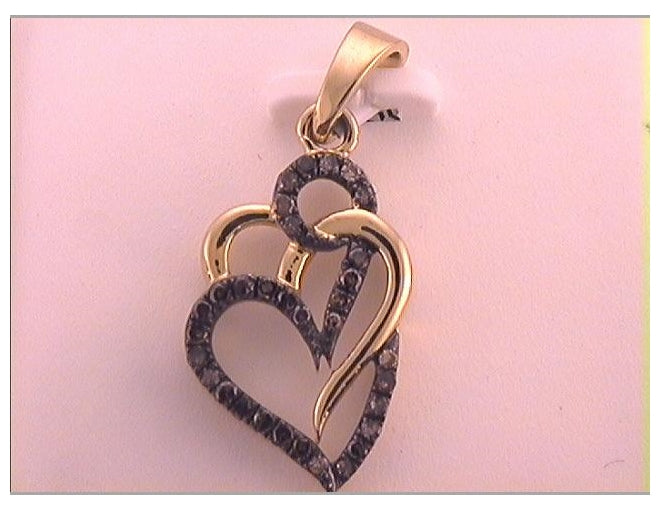 10kt Yellow Gold 1/4ctw Diamond Cognac Natural Gift Heart Pendant