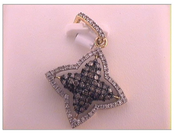 10kt Yellow Gold Womens Round Brown Diamond Star Frame Pendant 1/2 Cttw
