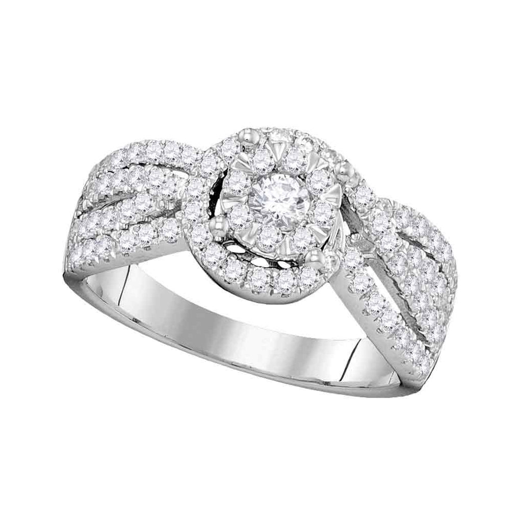 14kt White Gold Womens Round Diamond Solitaire Bridal Wedding Engagement Ring 1.00ctw