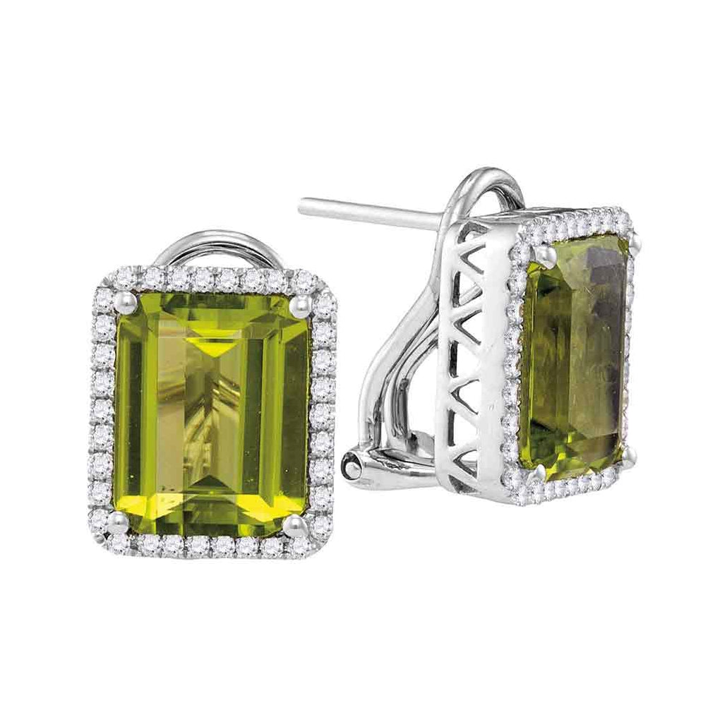 14kt White Gold 1/3ctw Diamond 5 1/3(min)ct Peridot Earring