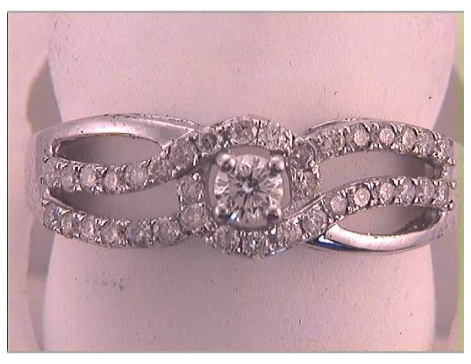 10kt White Gold 1/2ctw Diamond 1/8ct-crd Bridal Ring