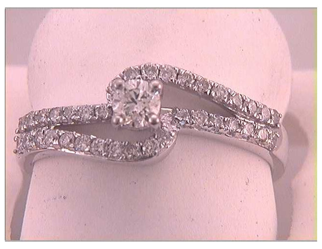 10kt White Gold 1/2ctw Diamond 1/5ct-crd Bridal Ring