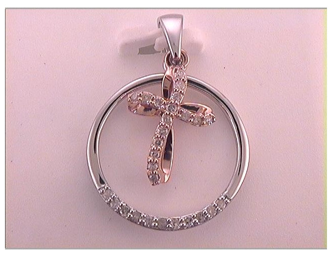 10kt Two-tone Gold 1/6ctw Diamond P1 Gift Cross Pendant