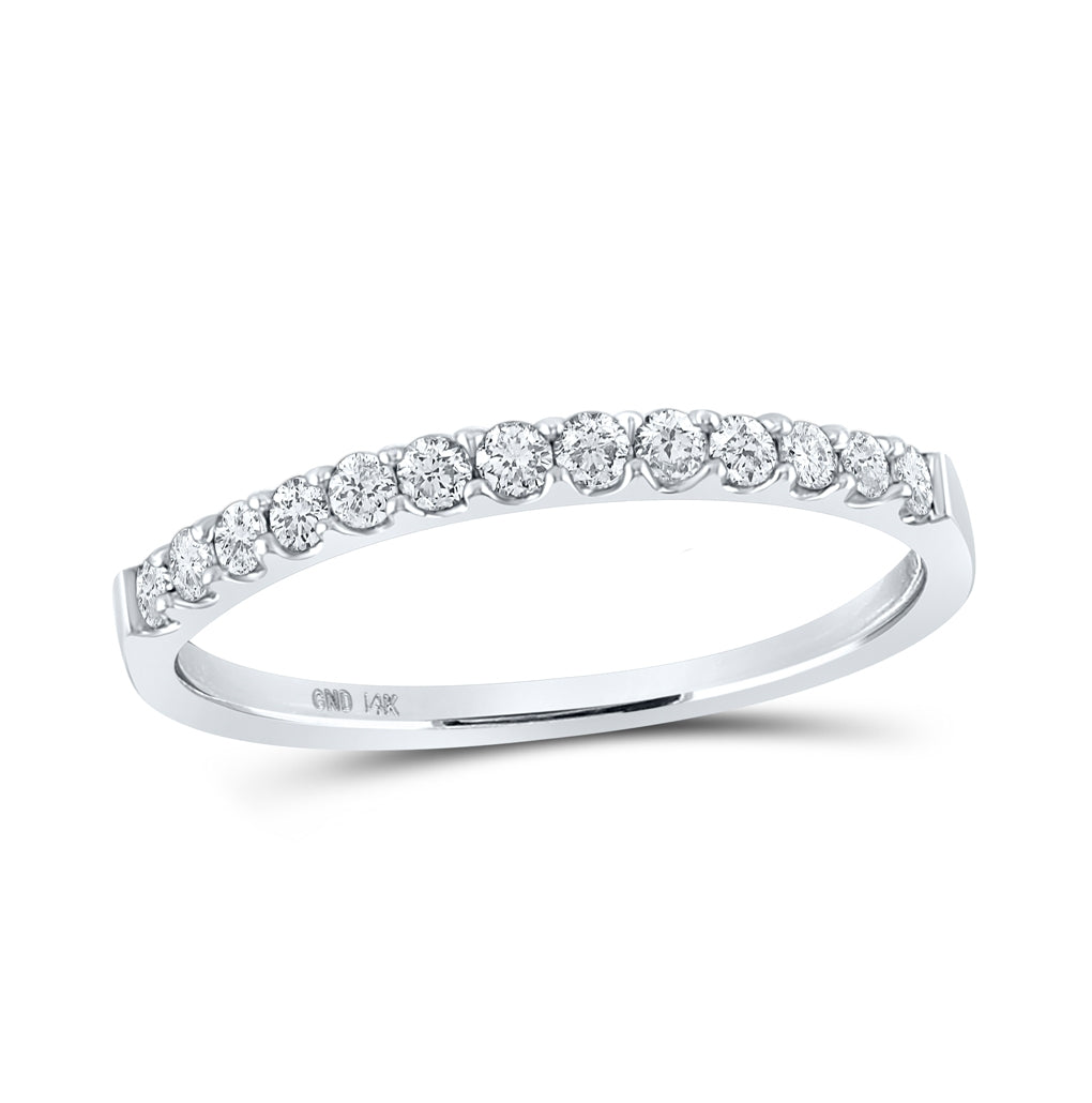 14K White Gold Womens Round Diamond Slender Wedding Anniversary Band 1/4 Cttw, Womens Size: 5-10