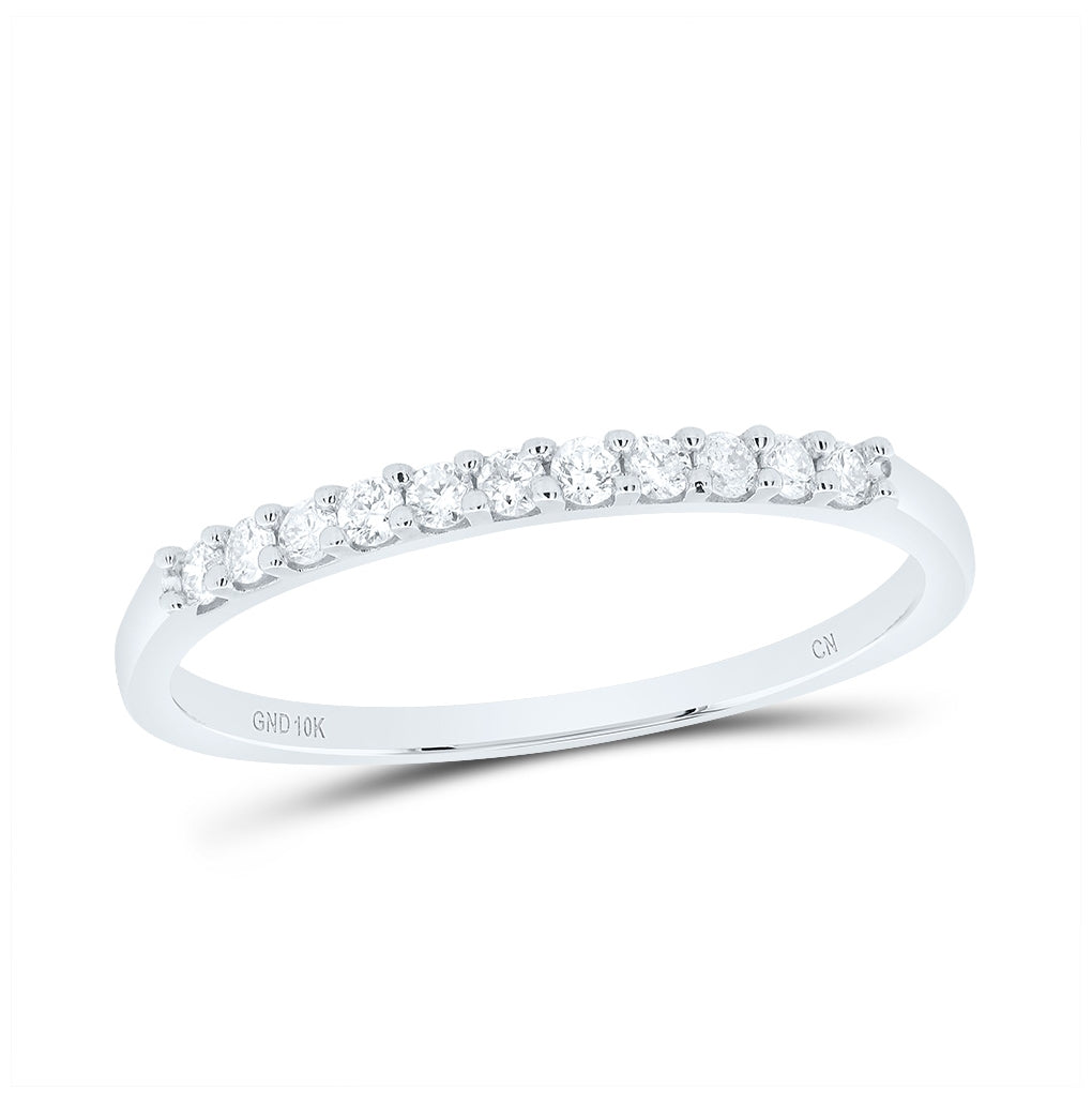 10K White Gold Womens Round Diamond Wedding Band Ring 1/6 Cttw, Womens Size: 5-10