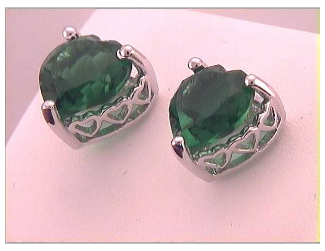 10kt White Gold 5  1/2ctw Lem Gemstone Lab Created Heart Earring