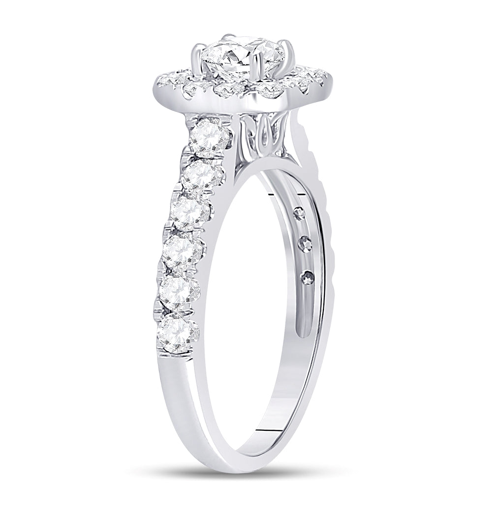 14K White Gold Round Diamond Solitaire Bridal Wedding Engagement Ring 1-1/2 Cttw, Womens Size: 5-10
