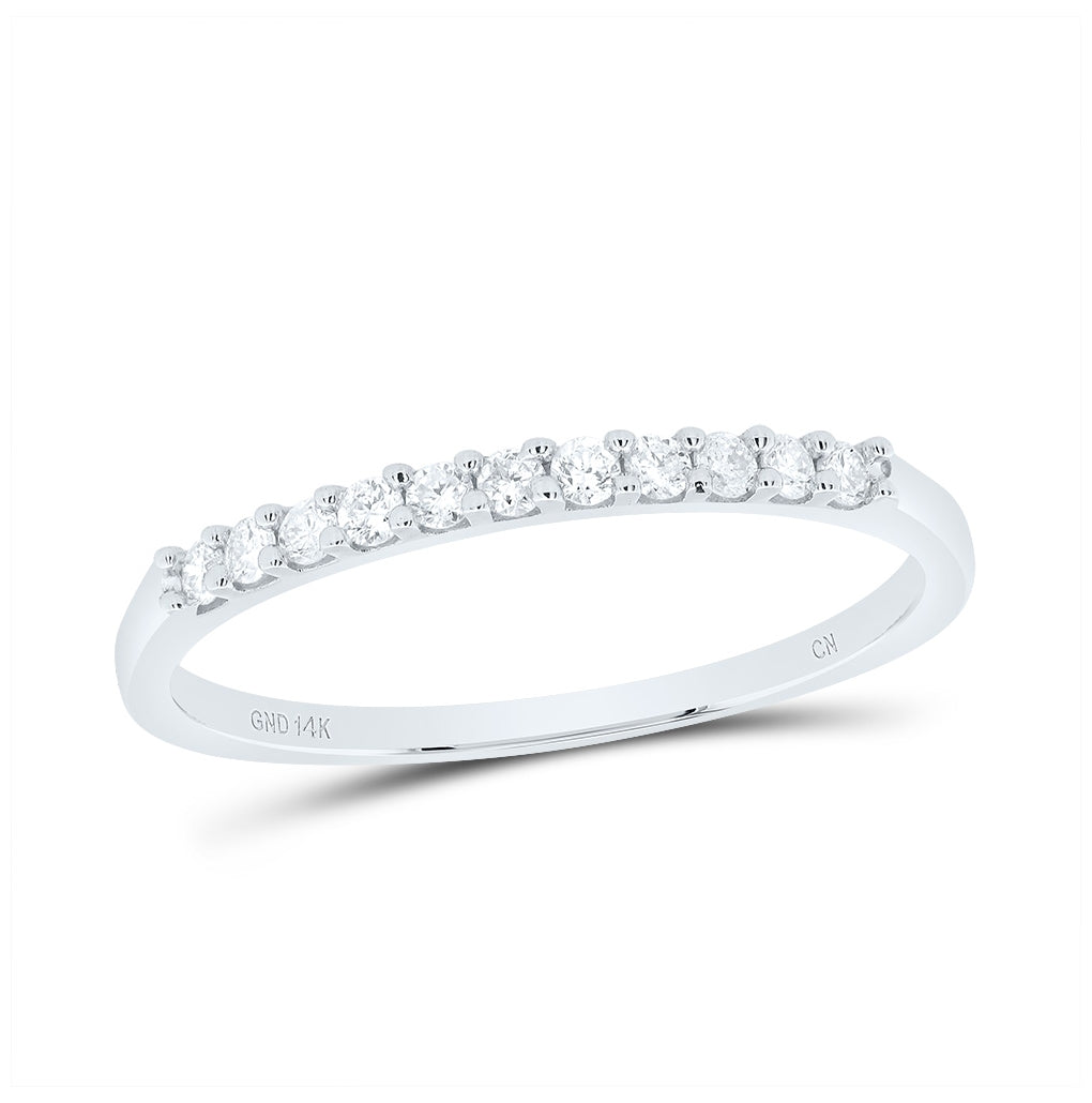 14K White Gold Womens Round Diamond Wedding Anniversary Band Ring 1/6 Cttw, Womens Size: 5-10