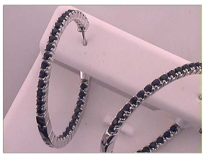 14kt White Gold 2 3/4ctw Diamond Black Sapphire Natural Gem Hoops Earring