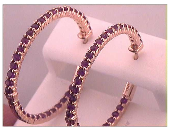14kt Rose Gold 2 1/2ctw Diamond Ruby Hoops Earrings
