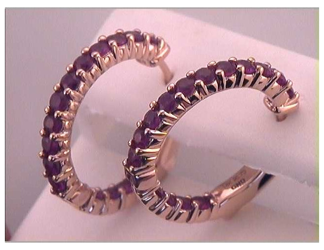 14kt Rose Gold 1 3/4ctw Diamond Ruby Hoops Earrings