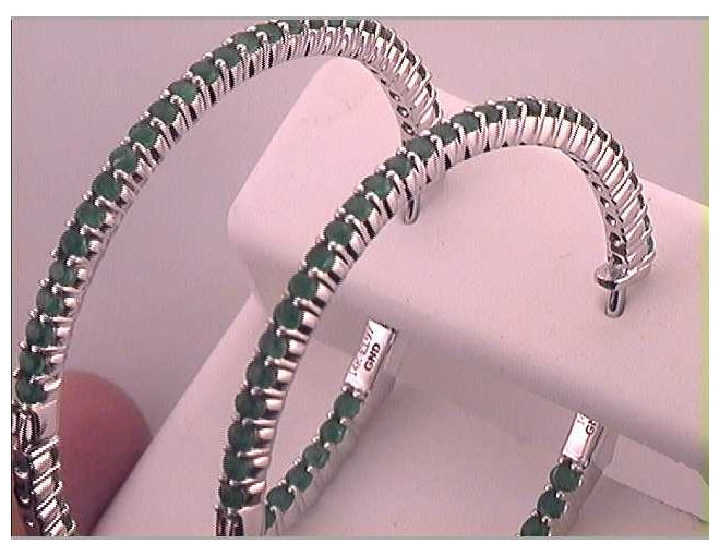 14kt White Gold 2 1/3ctw Diamond Emerald Hoops Earrings