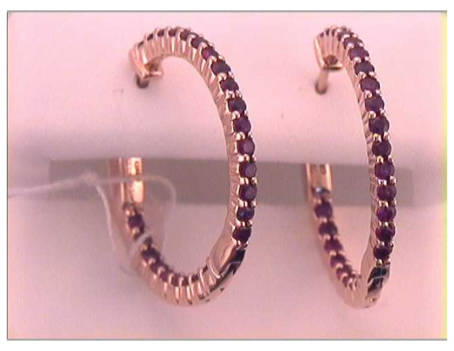 14kt Rose Gold 1 1/2ctw Diamond Ruby Natural Gem Hoops Earring