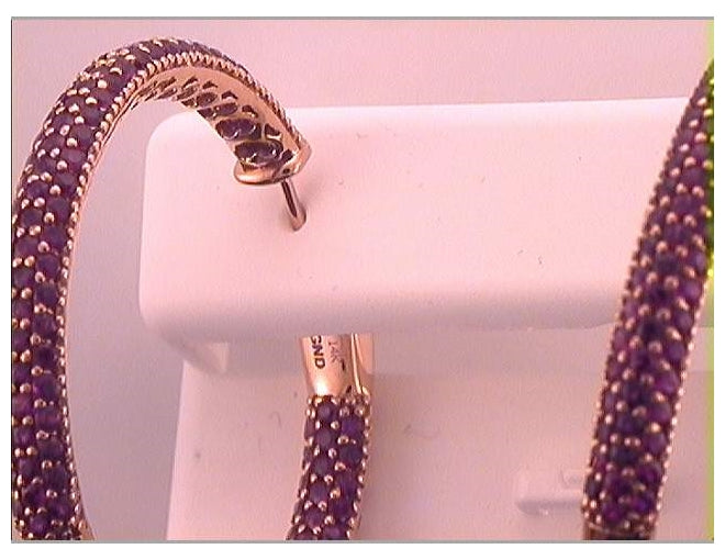 14kt Rose Gold 5 3/4ctw Diamond Ruby Natural Gem Hoops Earring