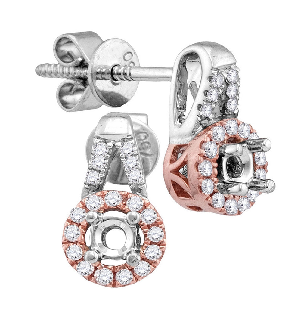 18kt Two-tone Gold 3/8ctw Diamond 2*1/10ct-crd Earrings