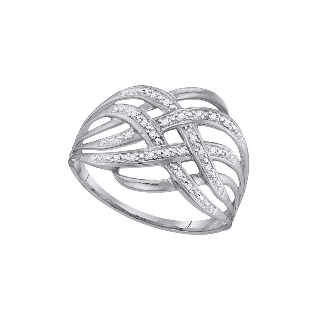 10K White Or Yellow Gold Womens Round Diamond Woven Fashion Band Ring , Womens Size: 5-10