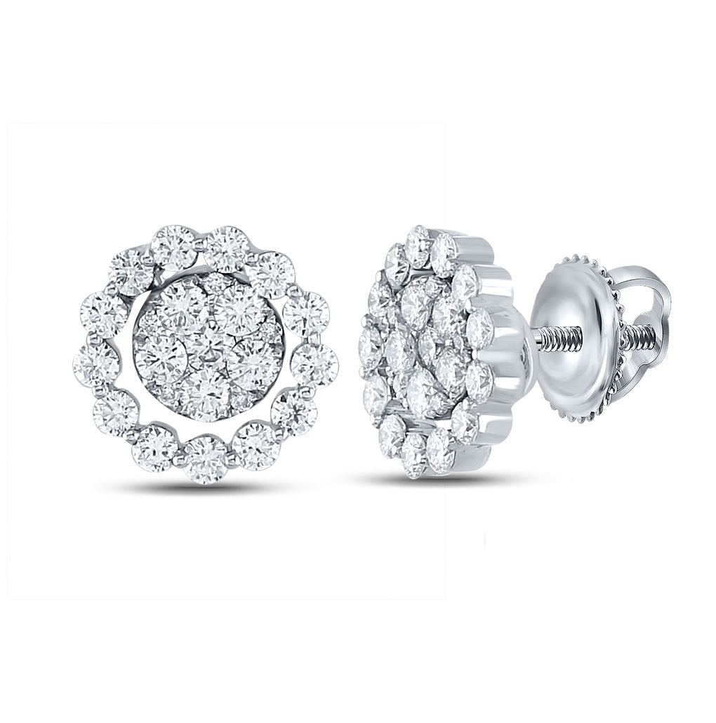 18kt White Gold 1 1/3tw Diamond Fashion Earrings