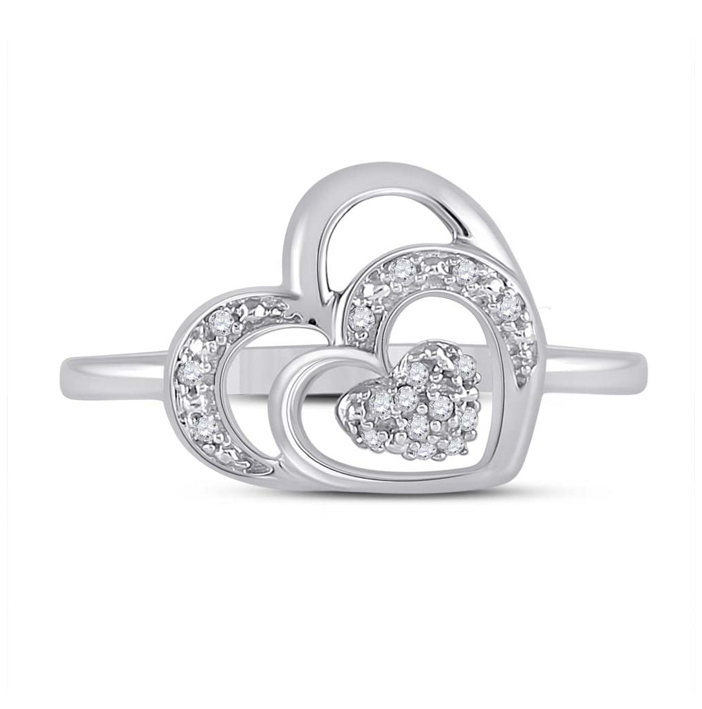 Sterling Silver Womens Round Dia. Heart Ring 0.05 ctw, Women's Size: 5-10