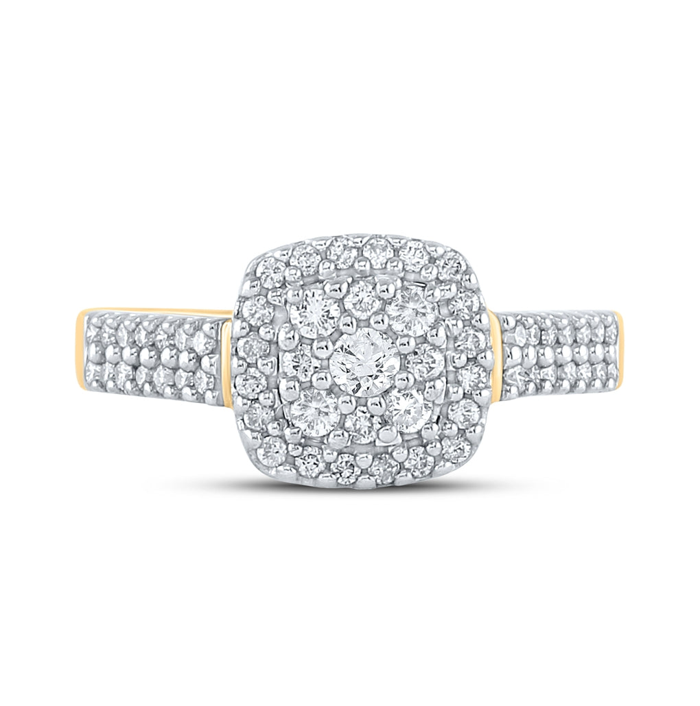 10K Yellow Gold Round Dia. Cluster Wedding Ring 1/2ctw, Women's Sz: 5-10