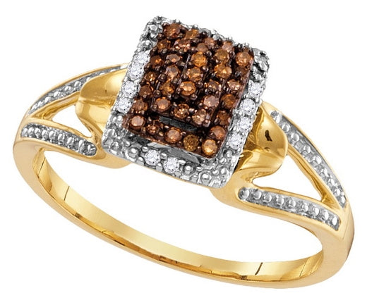 14kt Yellow Gold 1/5ct Diamond Natural Brown Ring
