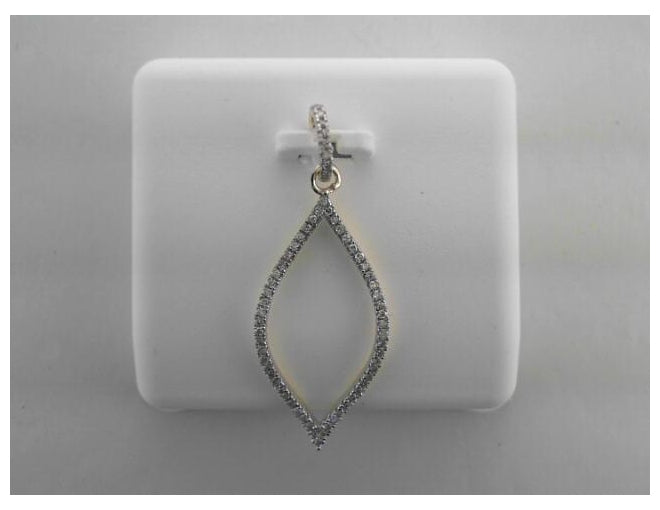 10kt Yellow Gold Womens Round Diamond Oblong Oval Dangle Earrings 1/5 Cttw