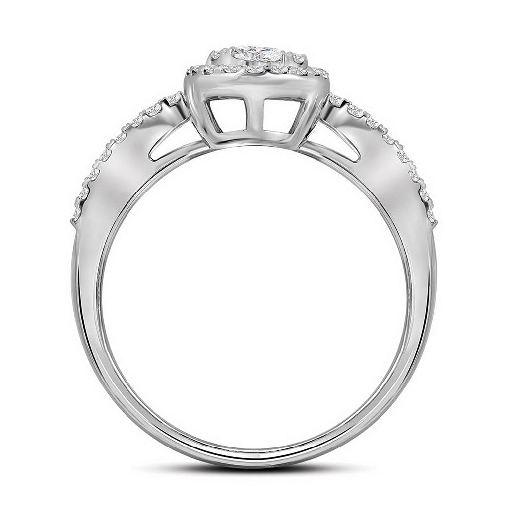 10K White Gold Round Diamond Oval Cluster Bridal Wedding Engagement Ring 1-3/8 Cttw, Womens Size: 5-10