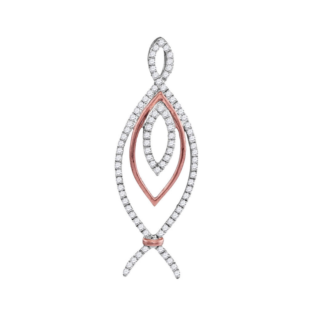 10kt Two-tone Gold Womens Round Diamond Fashion Pendant 1/4 Cttw