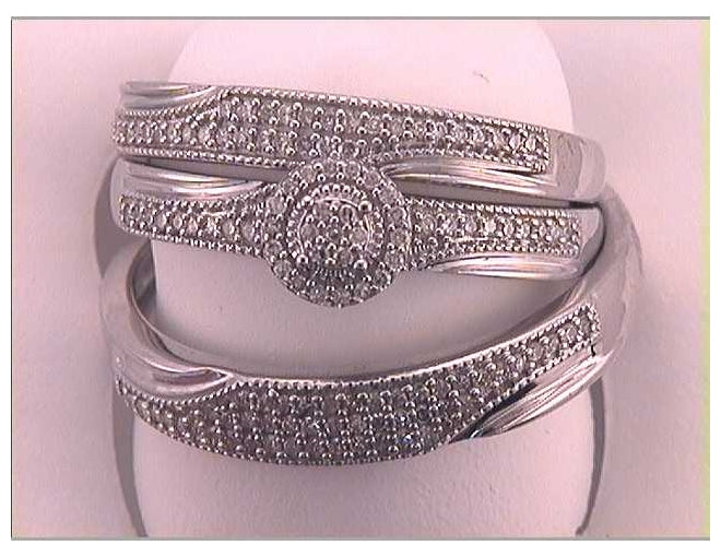 10kt White Gold 1/3ctw Diamond Trio Set