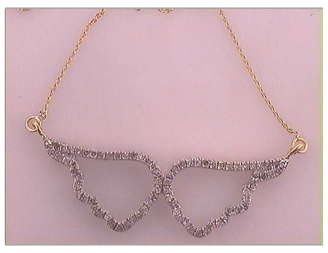 10kt Yellow Gold Womens Round Diamond Angel Wings Fashion Necklace 1/2 Cttw