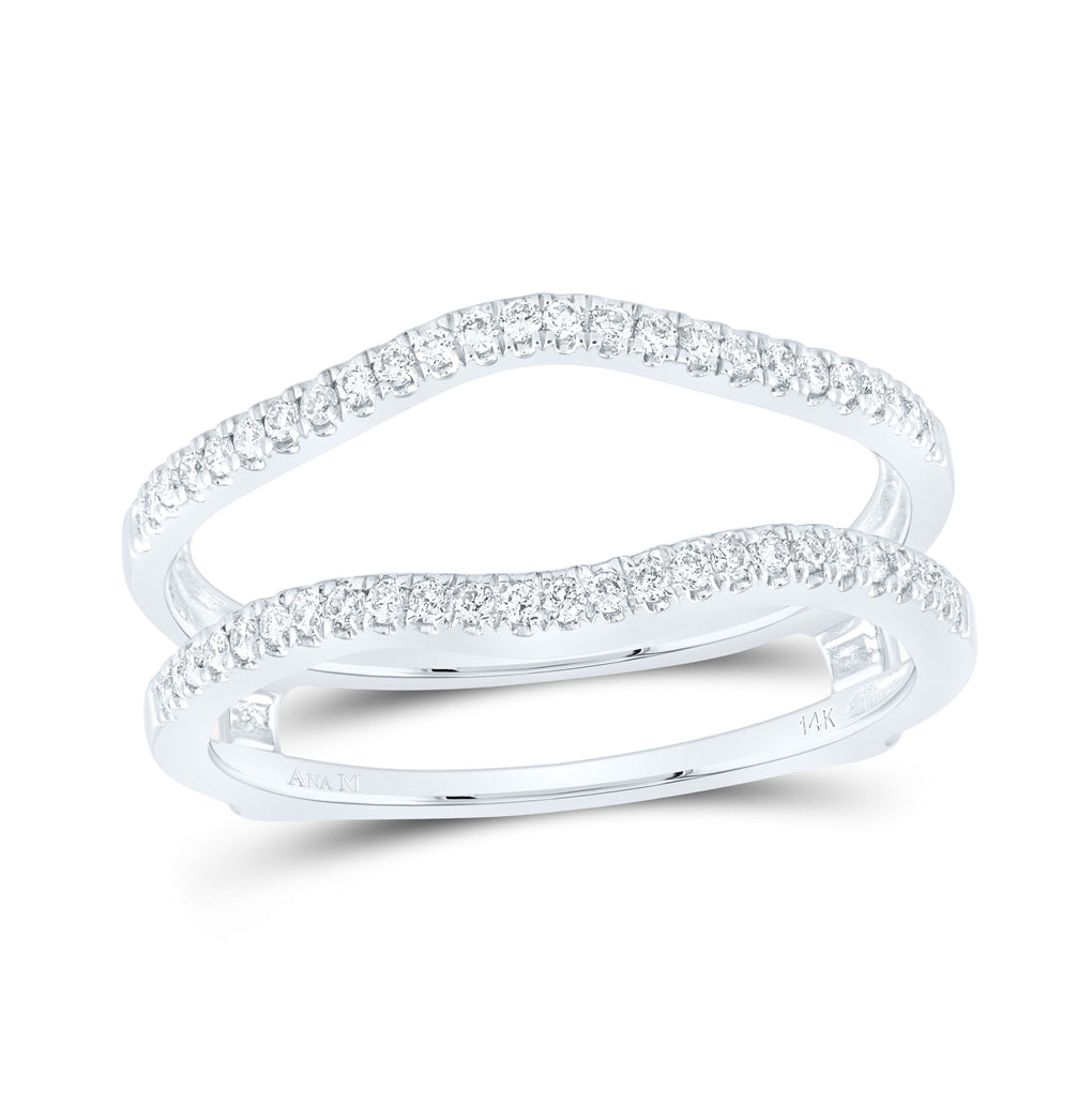 14K White Gold Womens Round Diamond Ring Guard Wrap Solitaire Enhancer Band 1/4 Cttw, Womens Size: 5-10