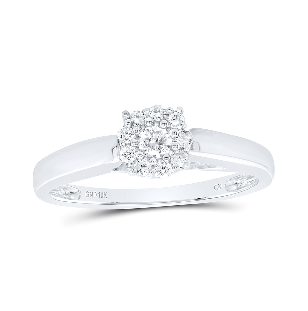 10K White Gold Round Diamond Solitaire Bridal Wedding Engagement Ring 1/5 Cttw, Womens Size: 5-10