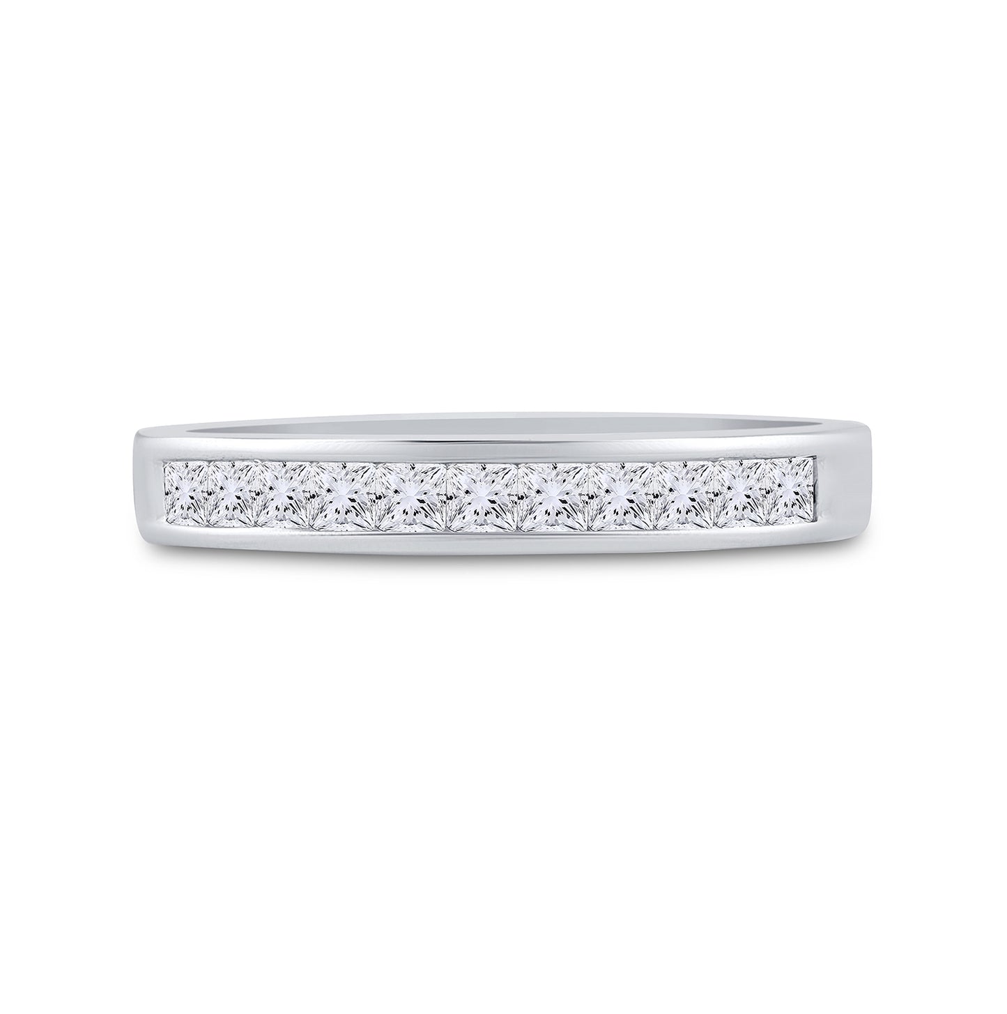 14K Yellow Or White Gold Womens Princess Diamond Wedding Single Row Band 1/2 Cttw, Womens Size: 5-10