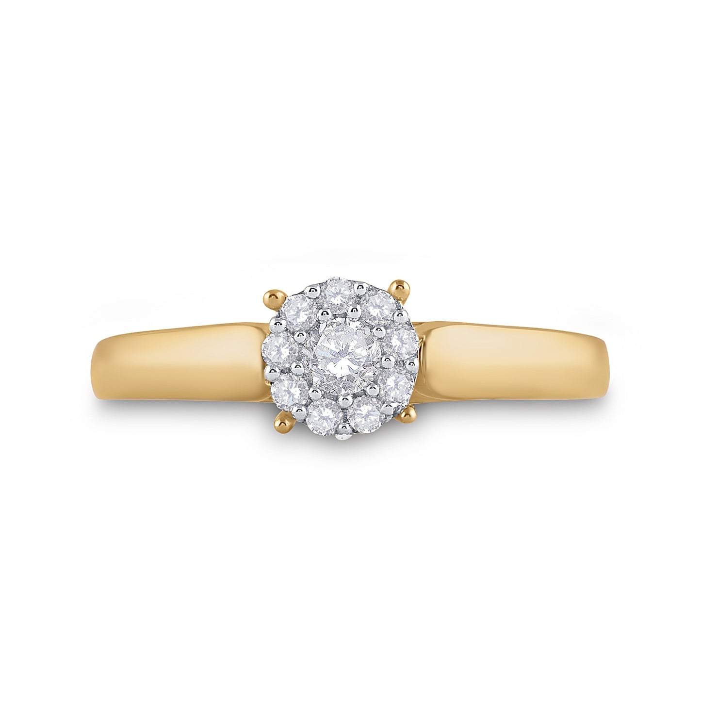 10K Yellow Gold Round Diamond Solitaire Bridal Wedding Engagement Ring 1/5 Cttw, Womens Size: 5-10