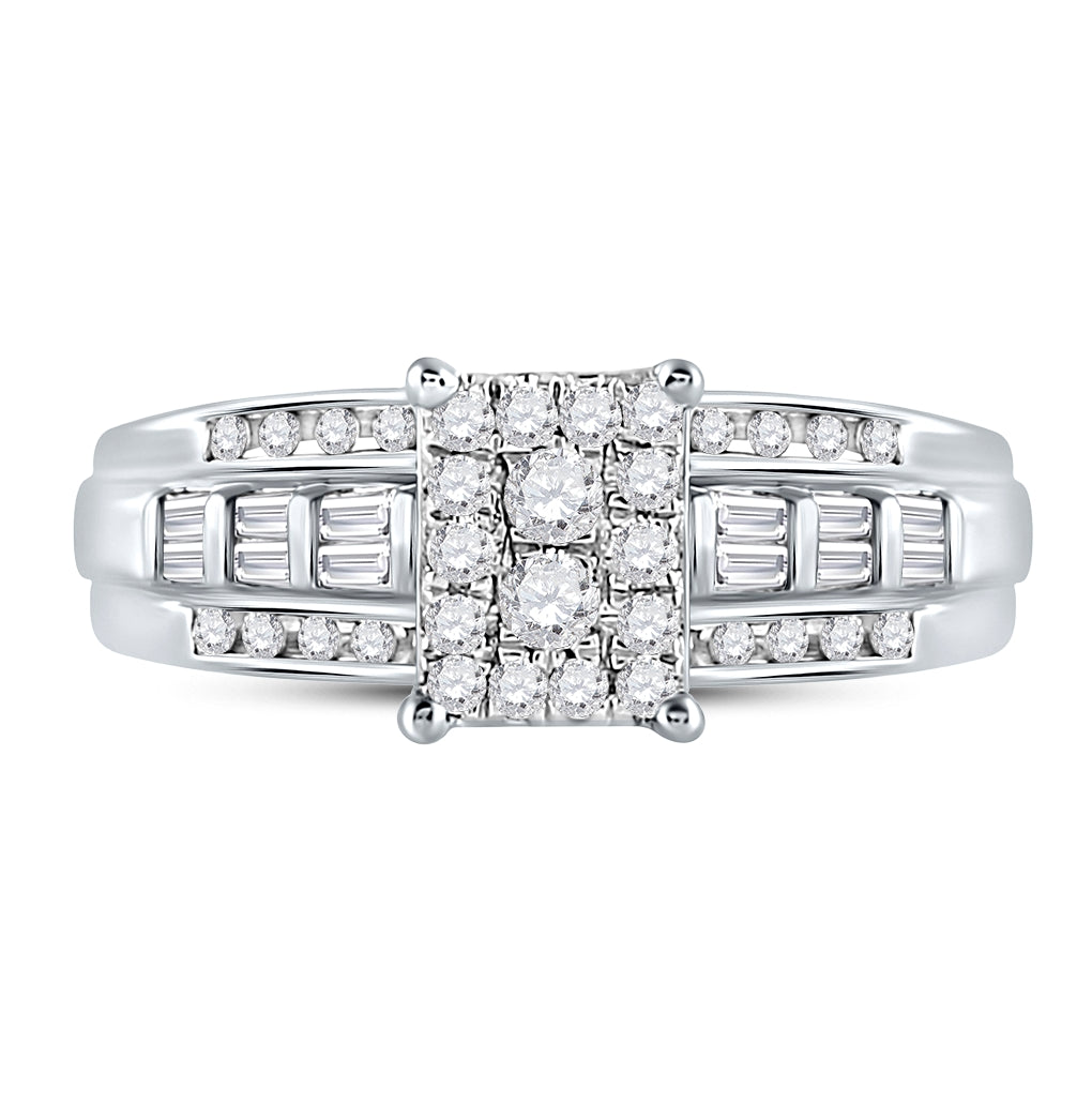 10K White Or Yellow Gold Round Diamond Cluster Bridal Wedding Engagement Ring , Womens Size: 5-10