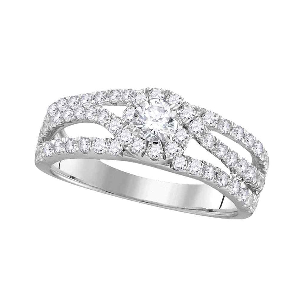14kt White Gold Womens Round Diamond Solitaire Open Bridal Wedding Engagement Ring 1.00 Cttw