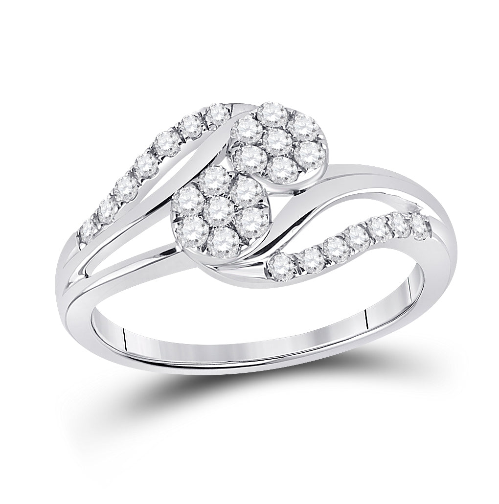 14K White Gold Round Diamond Cluster Bridal Wedding Engagement Ring 1/2 Cttw, Womens Size: 5-10