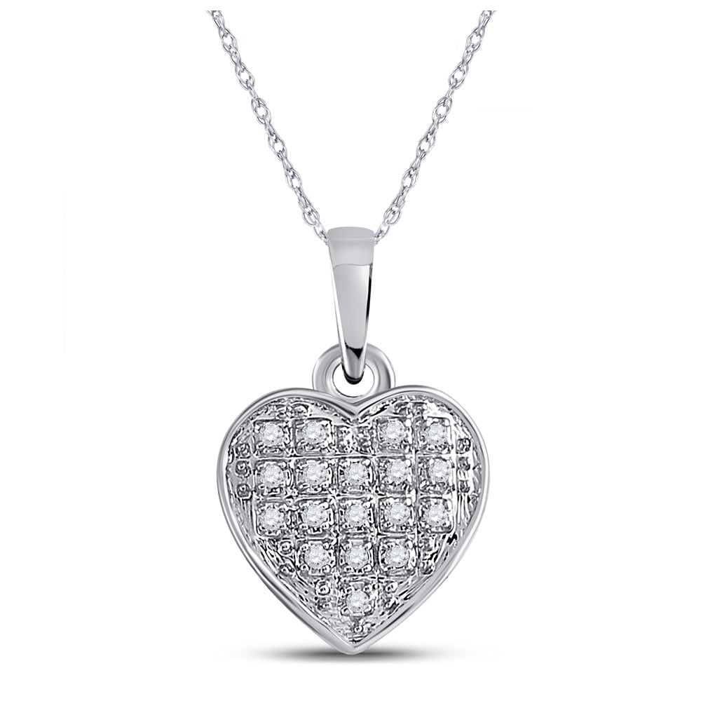 10K Yellow Or White Gold Womens Round Diamond Heart Pendant 1/20 Cttw, Length: 0.61 In, Width: 0.39 In