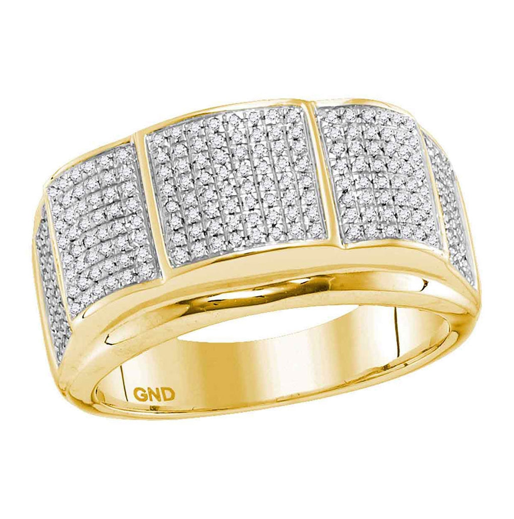 10K Yellow Gold Mens Round Diamond Band Ring 1/2 Cttw, Mens Size: 7-13
