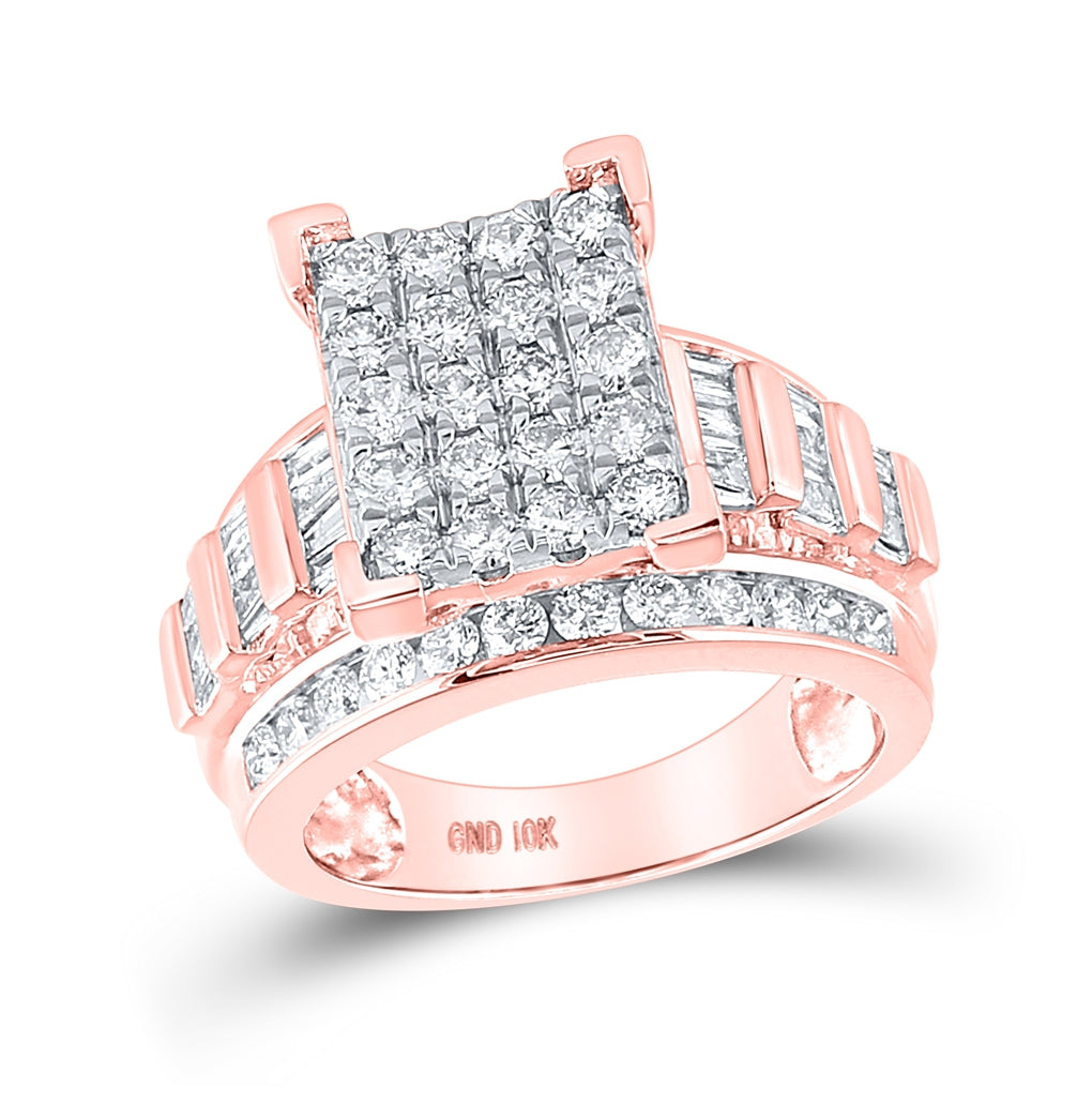 10k Yellow Or White Gold Womens Round Diamond Cindys Dream Cluster Bridal Wedding Engagement Ring 2.00 Cttw
