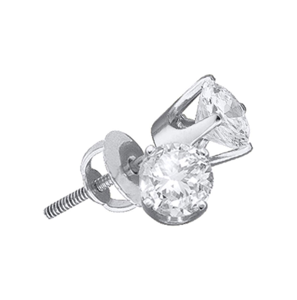 14kt White Gold Womens Round Diamond Solitaire Stud Earrings 3/8 Cttw