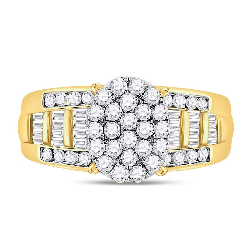 10K Yellow Gold Round Diamond Oval Bridal Wedding Engagement Ring 1 Cttw, Womens Size: 5-10