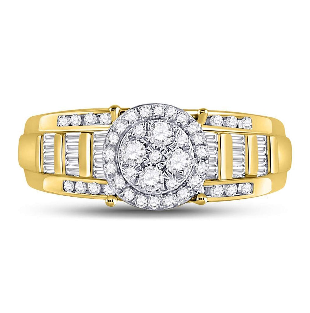 10K Yellow Gold Round Dia. Cluster Wedding Engagement Ring 0.5 ct, Women's Sz: 5-10