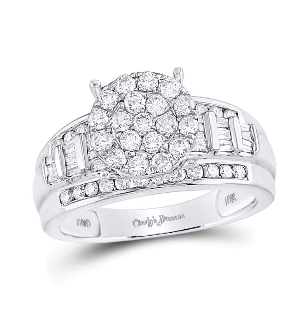 10K Yellow Or White Gold Womens Round Diamond Cindys Dream Cluster Bridal Wedding Engagement Ring 1.00 Cttw