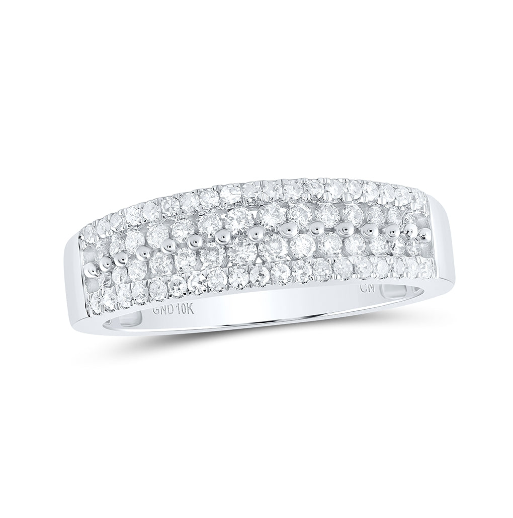 10K White Gold Womens Round Diamond Pave Band Ring 1/2 Cttw, Womens Size: 5-10