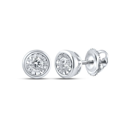 10kt White Gold Womens Round Diamond Solitaire Stud Earrings 1/2 Cttw