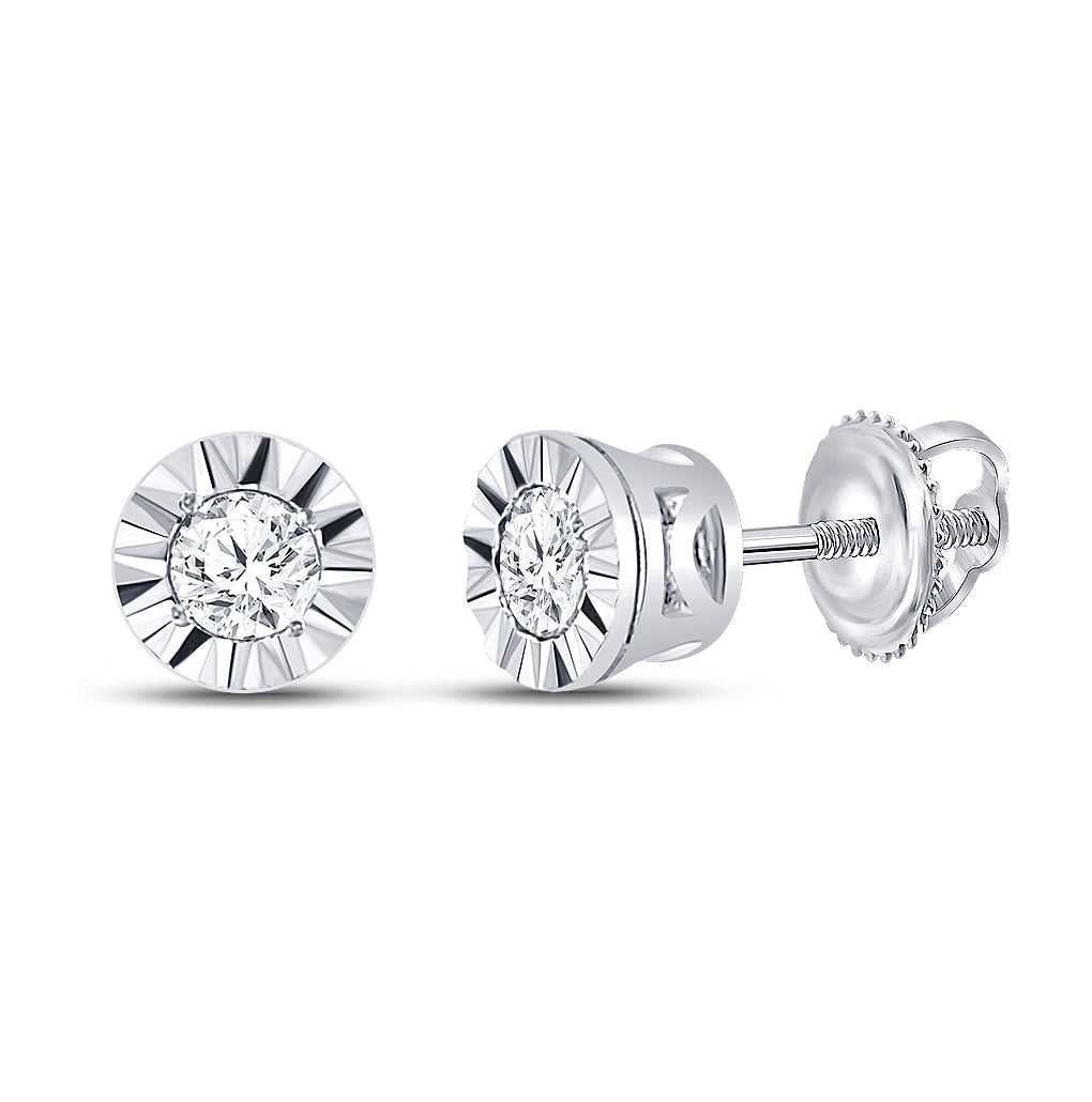 10K White Or Yellow Gold Womens Round Diamond Solitaire Illusion-set Stud Earrings