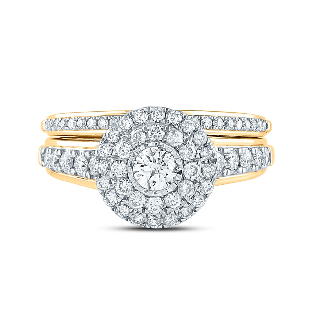 14K Yellow Gold Round Diamond Bridal Wedding Ring Band Set 1ctw, Womens Size: 5-10