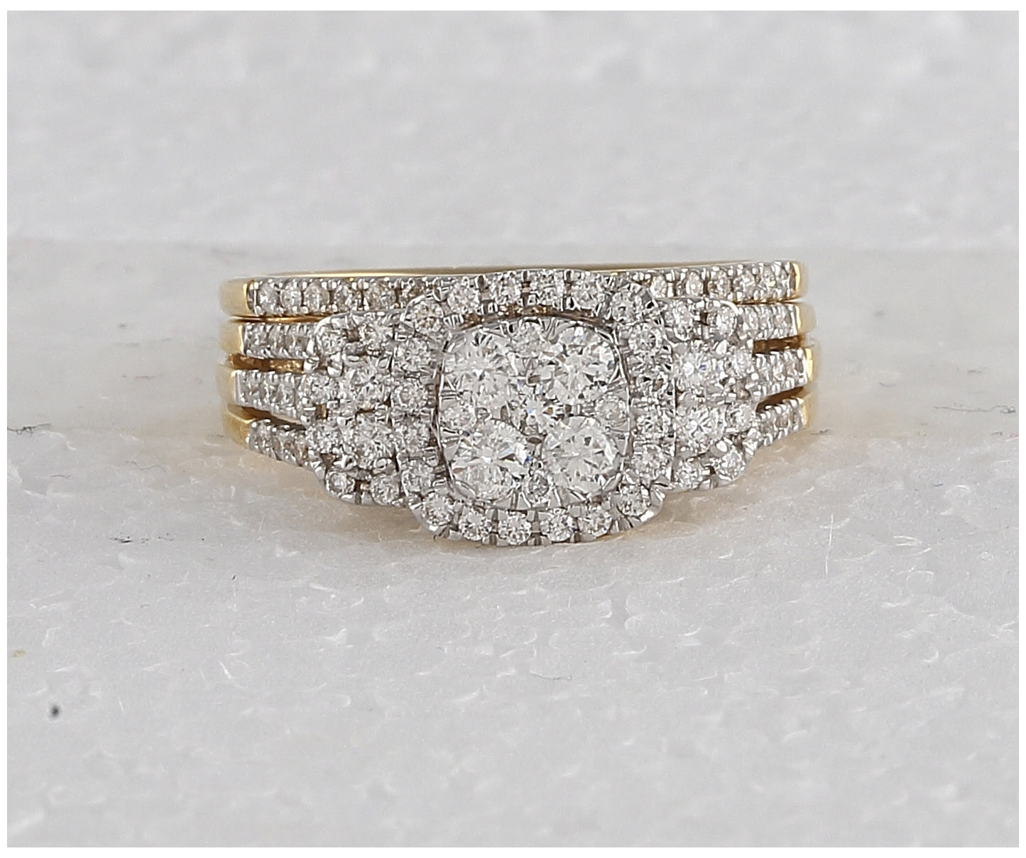 14K Yellow Gold Round Dia. Bridal Wedding Band Set 1ctw, Women's Size: 5-10